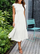 Lavinque Dress Blanc / S Robe Longue Bohème Smockée | Romantique | Fluide et Confortable