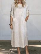 Lavinque Dress Blanc / S Robe Longue Décontractée | Bleu | Légère et Élégante