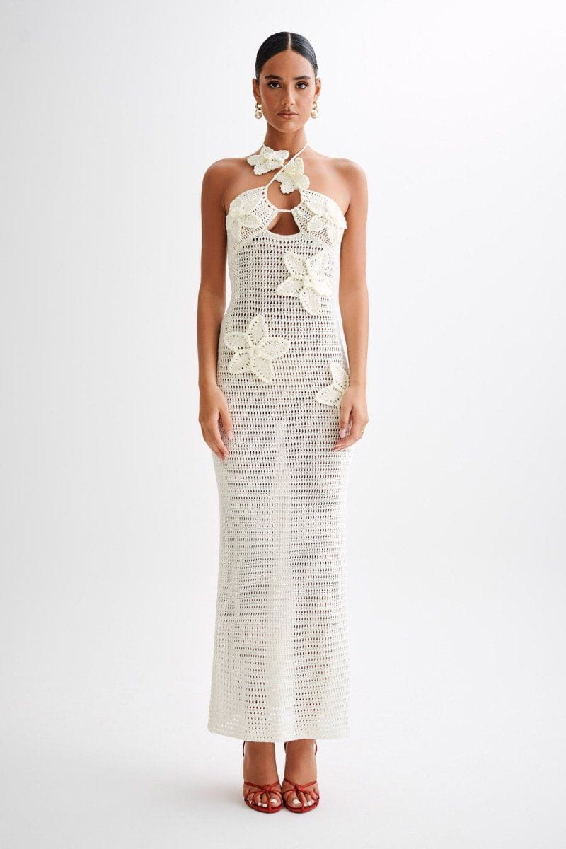 Lavinque Dress Blanc / S Robe Longue Sirène Fleurie | Glamour | Élégante et Féminine