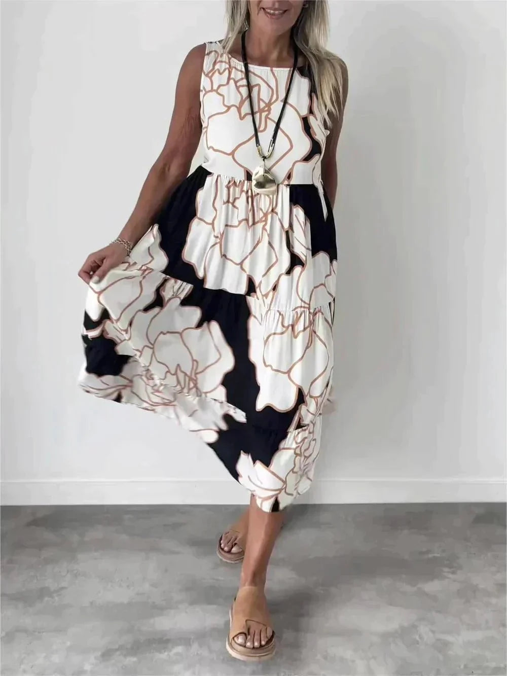 Lavinque Dress Blanc / S Robe Midi Femme | Fluide & Légère | Imprimé Floral