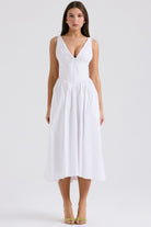 Lavinque Dress Blanc / XS Robe Blanche Évasée | Décolleté V | Légère et Élégante