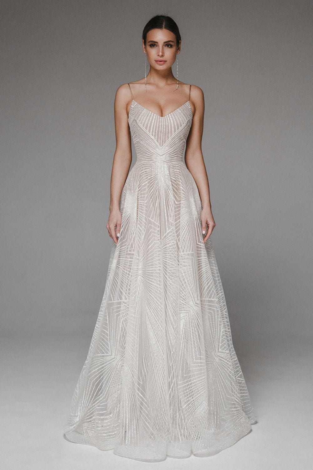 Lavinque Dress Blanc / XS Robe de Mariée Bustier | Tulle Pailleté Ivoire | Élégance Romantique