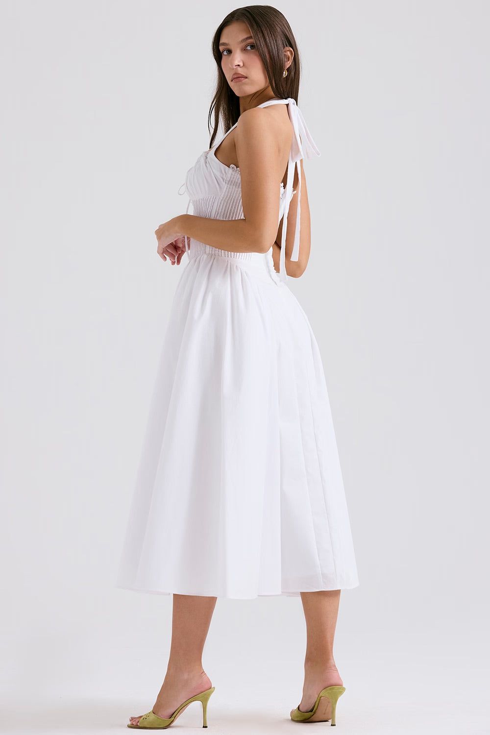 Lavinque Dress Blanc / XS Robe Dos Nu Rose | Vintage | Élégante et Féminine