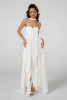 Lavinque Dress Blanc / XS Robe Longue Blanche | Drapée | Aérienne et Féminine
