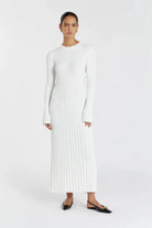 Lavinque Dress Blanc / XS Robe Longue Côtelée | Beige | Minimaliste et Élégante
