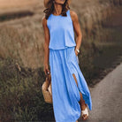 Lavinque Dress Bleu ciel / S Robe Longue Fendue | Noire | Fluide et Décontractée