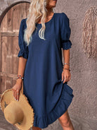 Lavinque Dress Bleu foncé / S Robe Bohème Volants | Été | Légère et Élégante