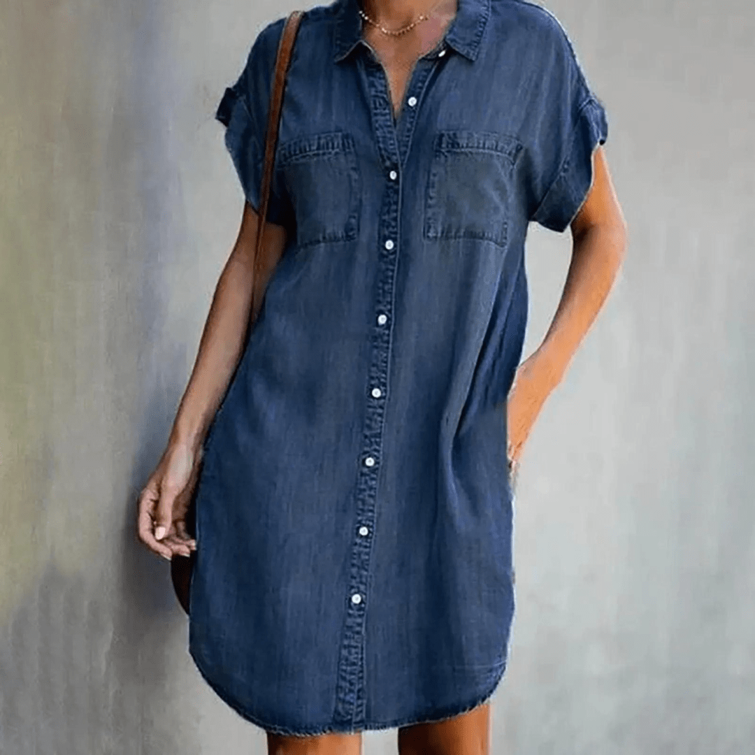 Lavinque Dress Bleu foncé / S Robe Chemise en Jean | Décontractée et Tendance | Coupe Ample