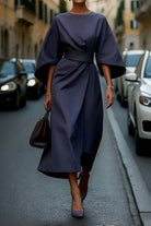 Lavinque Dress Bleu foncé / S Robe Élegante | Manches Amples | Style Sophistiqué