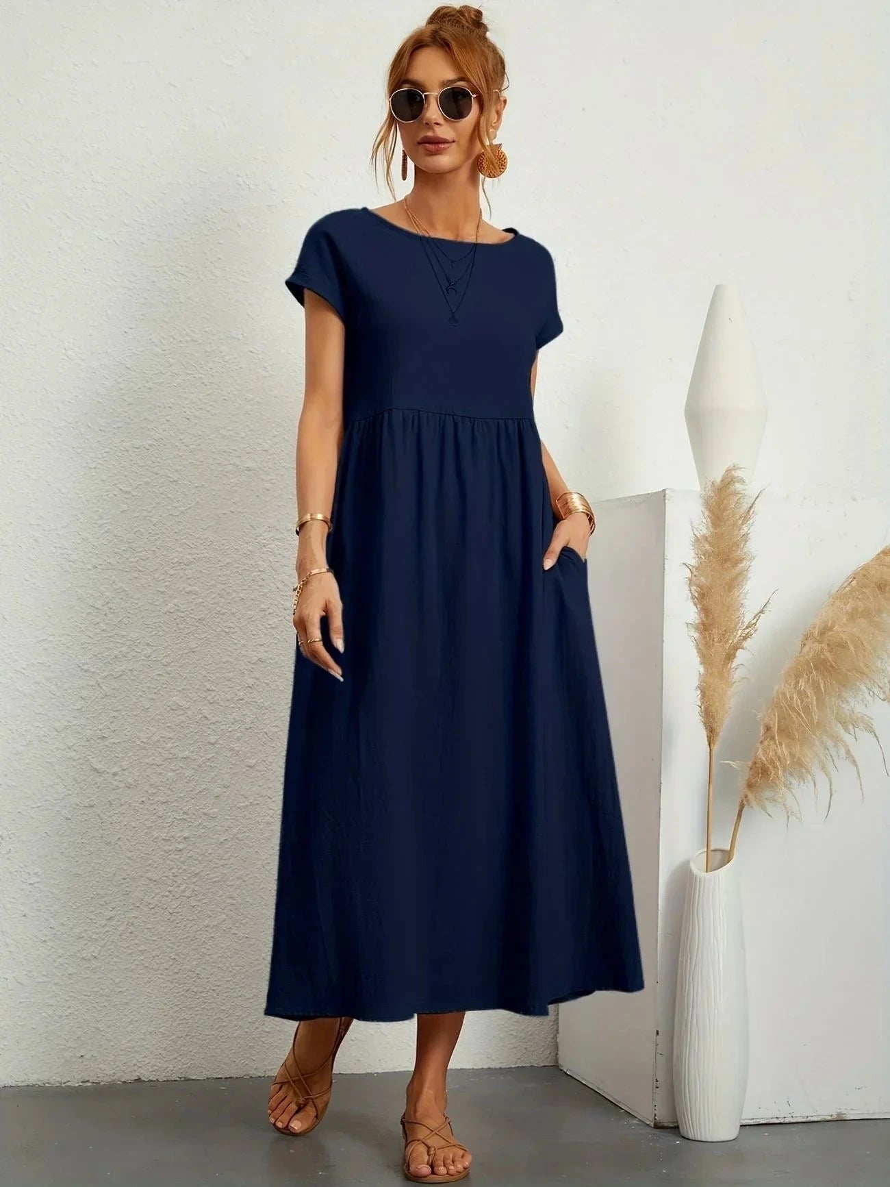 Lavinque Dress Bleu foncé / S Robe Longue | Coupe Ample | Élégance Décontractée