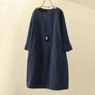 Lavinque Dress Bleu / M Robe Ample en Velours Côtelé | Style Bohème | Chaleur et Élégance Décontractée