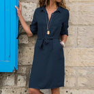 Lavinque Dress Bleu Marine / S Robe Chemise Ceinturée | Élégante | Chic et Polyvalente