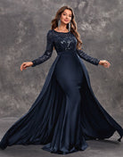 Lavinque Dress Bleu Marine / S Robe de Soirée Longue Noire | Glamour | Élégante et Spectaculaire