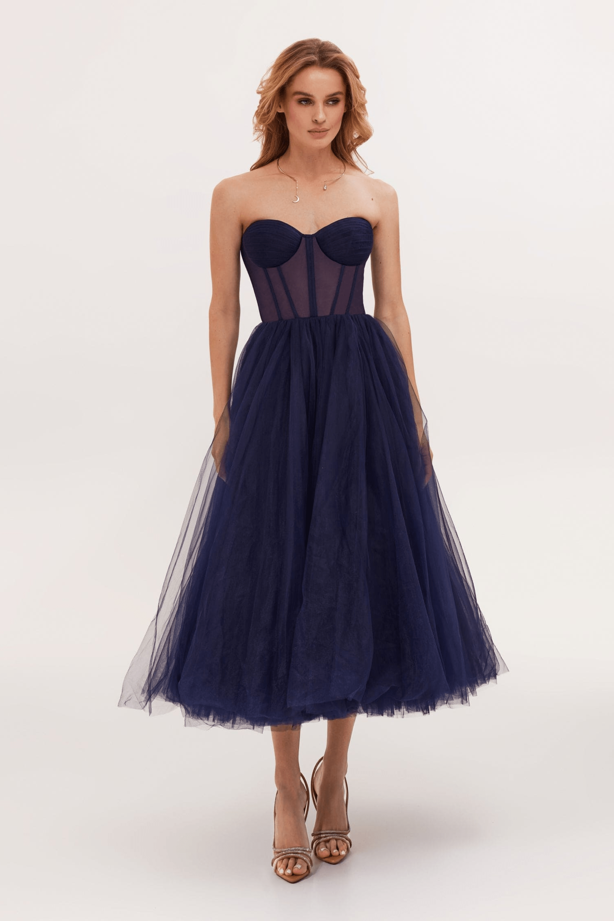 Lavinque Dress Bleu Marine / XS Robe Bustier Noire | Tulle | Dramatique et Élégante