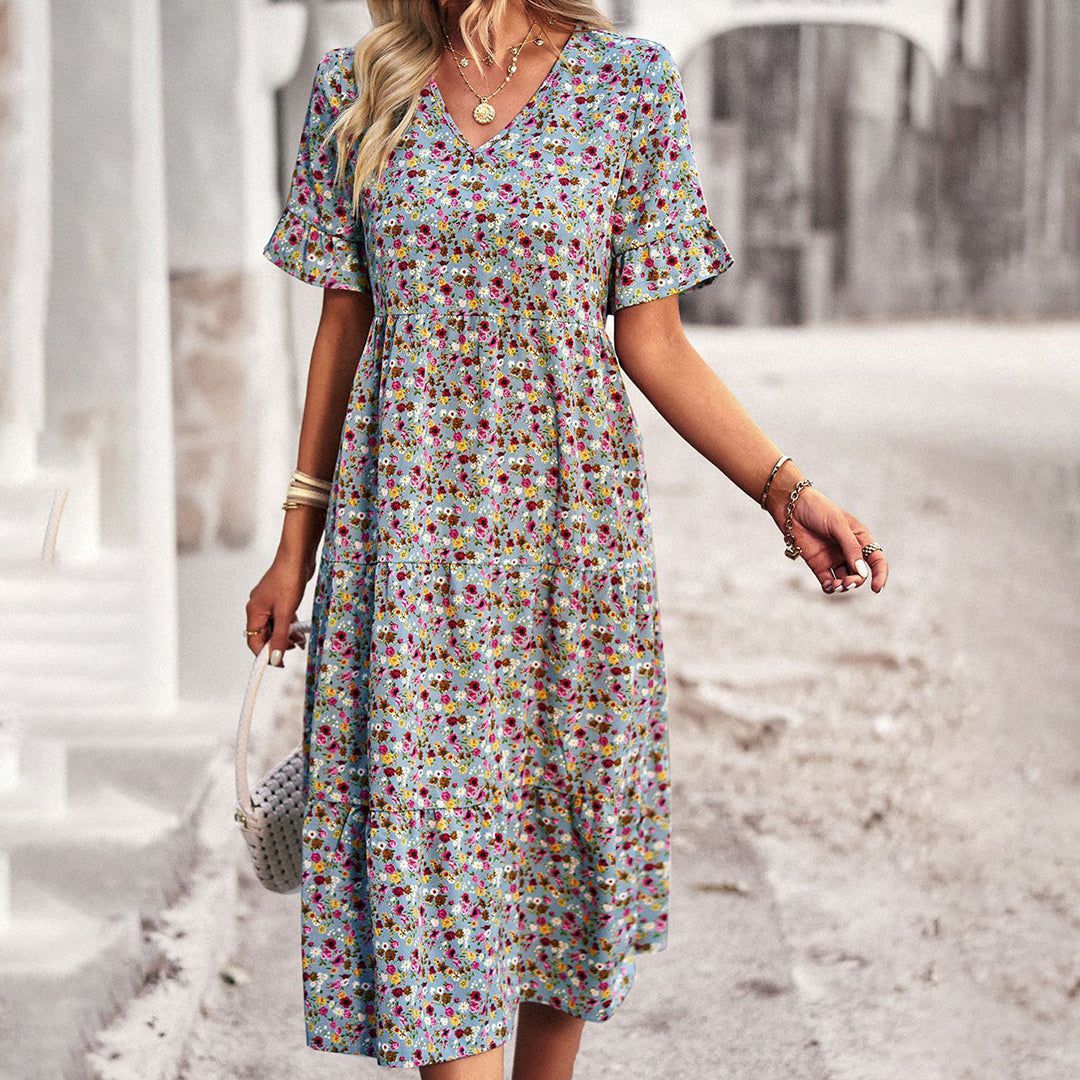 Lavinque Dress Bleu roi / S Robe Longue Bohème | Fleurie et Fluide | Élégante et Décontractée