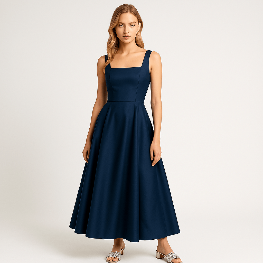Lavinque Dress Bleu / S Robe Blanche Longue | Décolleté Carré | Élégance Fluide