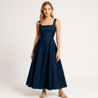 Lavinque Dress Bleu / S Robe Blanche Longue | Décolleté Carré | Élégance Fluide