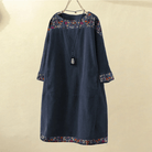 Lavinque Dress Bleu / S Robe Bohème Bleu Marine | Détails Imprimés Ethniques | Coupe Ample Confort
