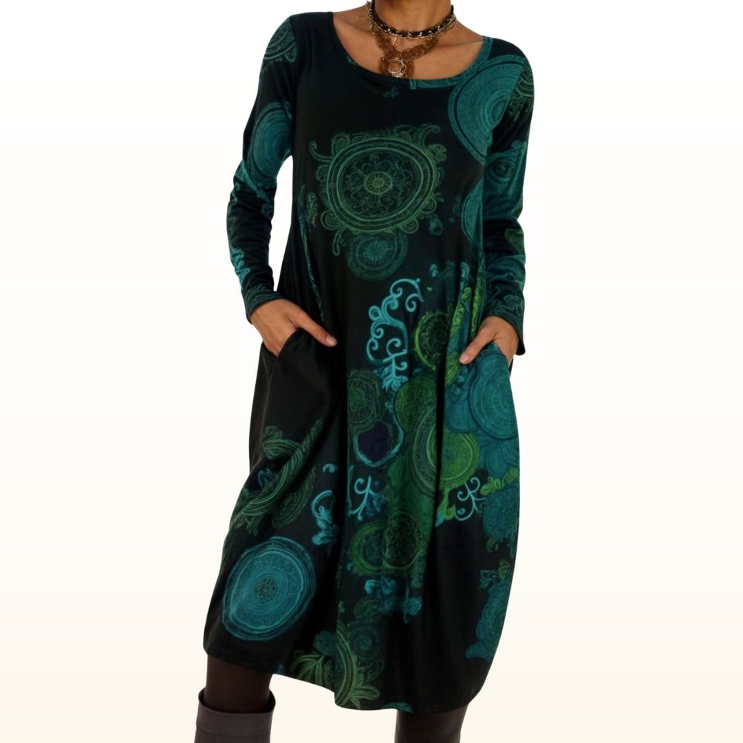 Lavinque Dress Bleu / S Robe Bohème | Manches Longues | Confort et Élégance Ethnique