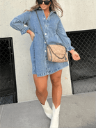 Lavinque Dress Bleu / S Robe Chemise en Jean | Décontractée & Tendance | Coupe Ample