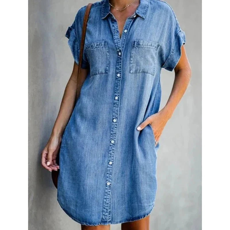 Lavinque Dress Bleu / S Robe Chemise en Jean | Décontractée | Tendance et Confortable