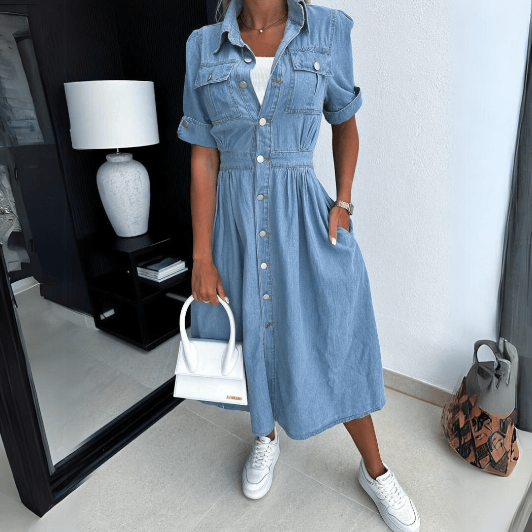 Lavinque Dress Bleu / S Robe Chemise en Jean | Style Décontracté | Confort et Élégance