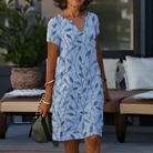 Lavinque Dress Bleu / S Robe Courte à Imprimé Feuillage | Légère et Élégante | Confort et Style