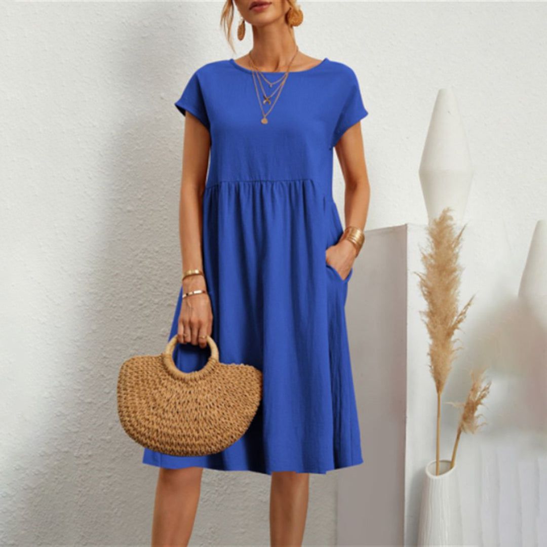 Lavinque Dress Bleu / S Robe d'Été en Coton | Ample | Légère et Décontractée