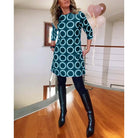 Lavinque Dress Bleu / S Robe Droite à Motifs | Coupe Confortable | Élégance Rétro