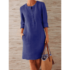 Lavinque Dress Bleu / S Robe Droite en Lin | Élégante et Confortable | Chic Décontracté
