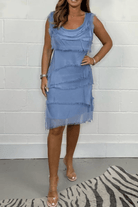 Lavinque Dress Bleu / S Robe Frangée Femme | Élégance | Tendance et Chic