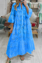 Lavinque Dress Bleu / S Robe Longue Bohème | Broderie | Élégante et Légère