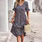 Lavinque Dress Bleu / S Robe Longue Bohème | Fleurie et Fluide | Élégante et Décontractée