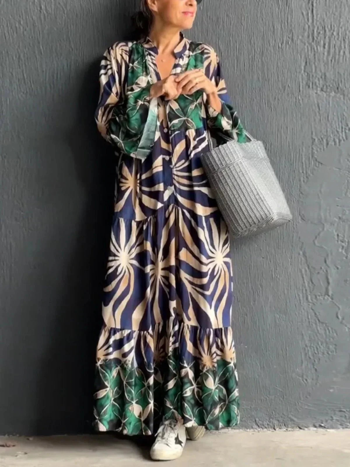Lavinque Dress Bleu / S Robe Longue Bohème | Fluide & Élégante | Imprimé Artistique