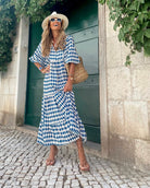 Lavinque Dress Bleu / S Robe Longue Bohème | Fluide | Imprimé Vintage et Élégant