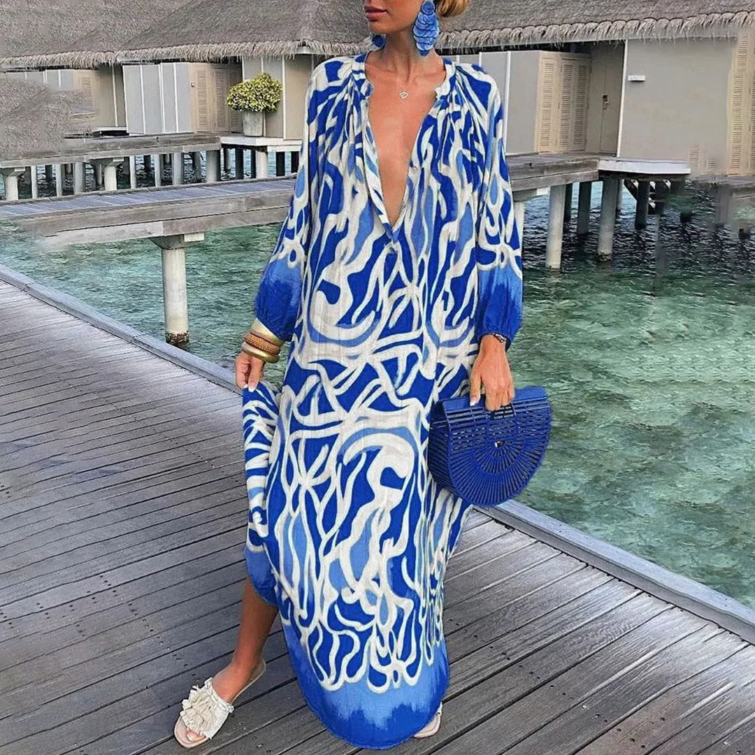 Lavinque Dress Bleu / S Robe Longue Caftan | Fluide et Colorée | Élégante et Bohème
