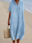 Lavinque Dress Bleu / S Robe Longue en Lin Décontractée | Bohème | Légère et Confortable