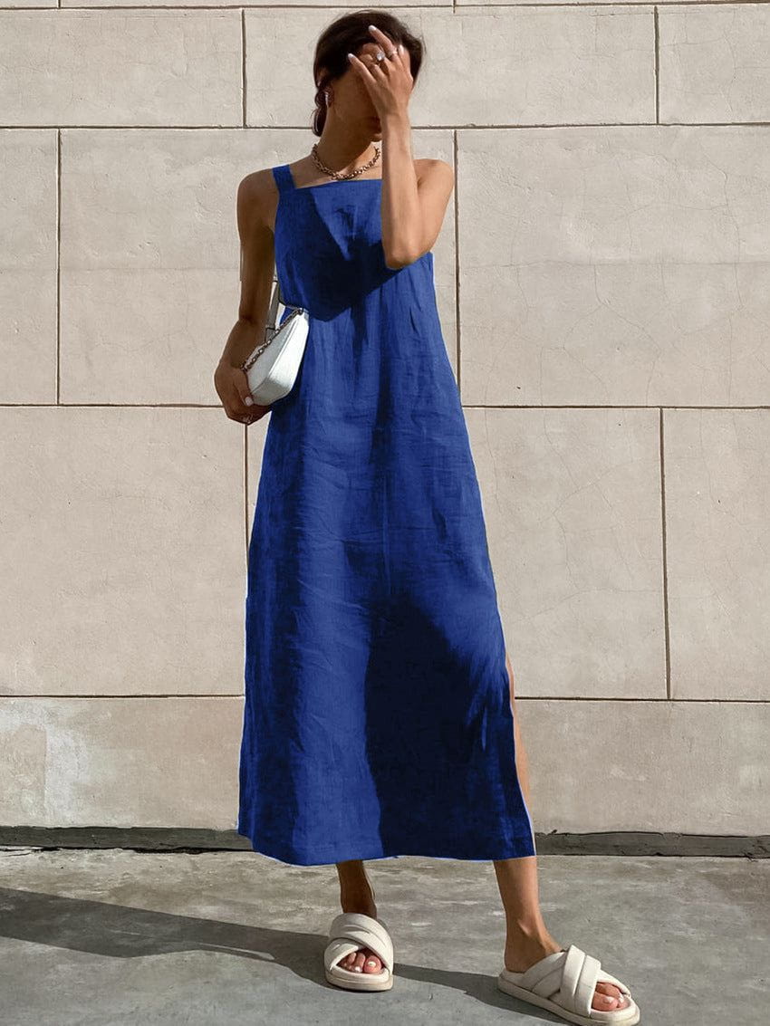 Lavinque Dress Bleu / S Robe Longue en Lin | Naturelle | Minimaliste et Aérée