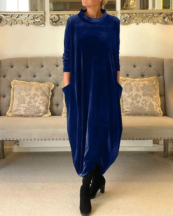 Lavinque Dress Bleu / S Robe Longue en Velours | Coupe Ample & Élégante | Confort et Raffinement