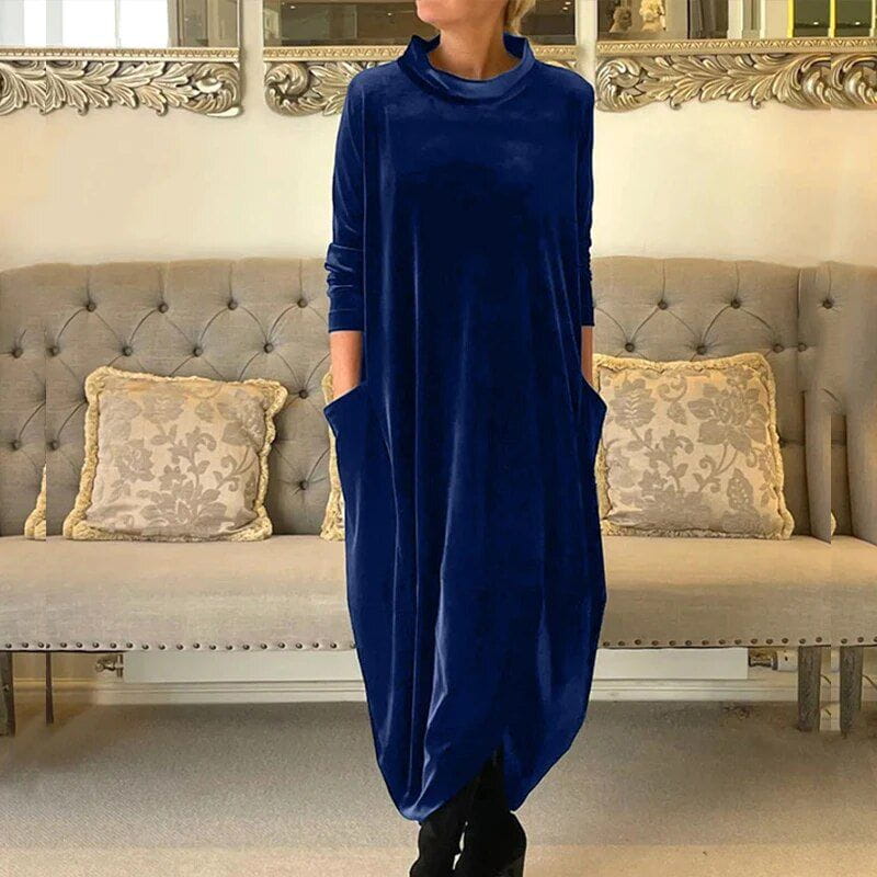 Lavinque Dress Bleu / S Robe Longue en Velours | Vert Foncé | Ample et Élégante