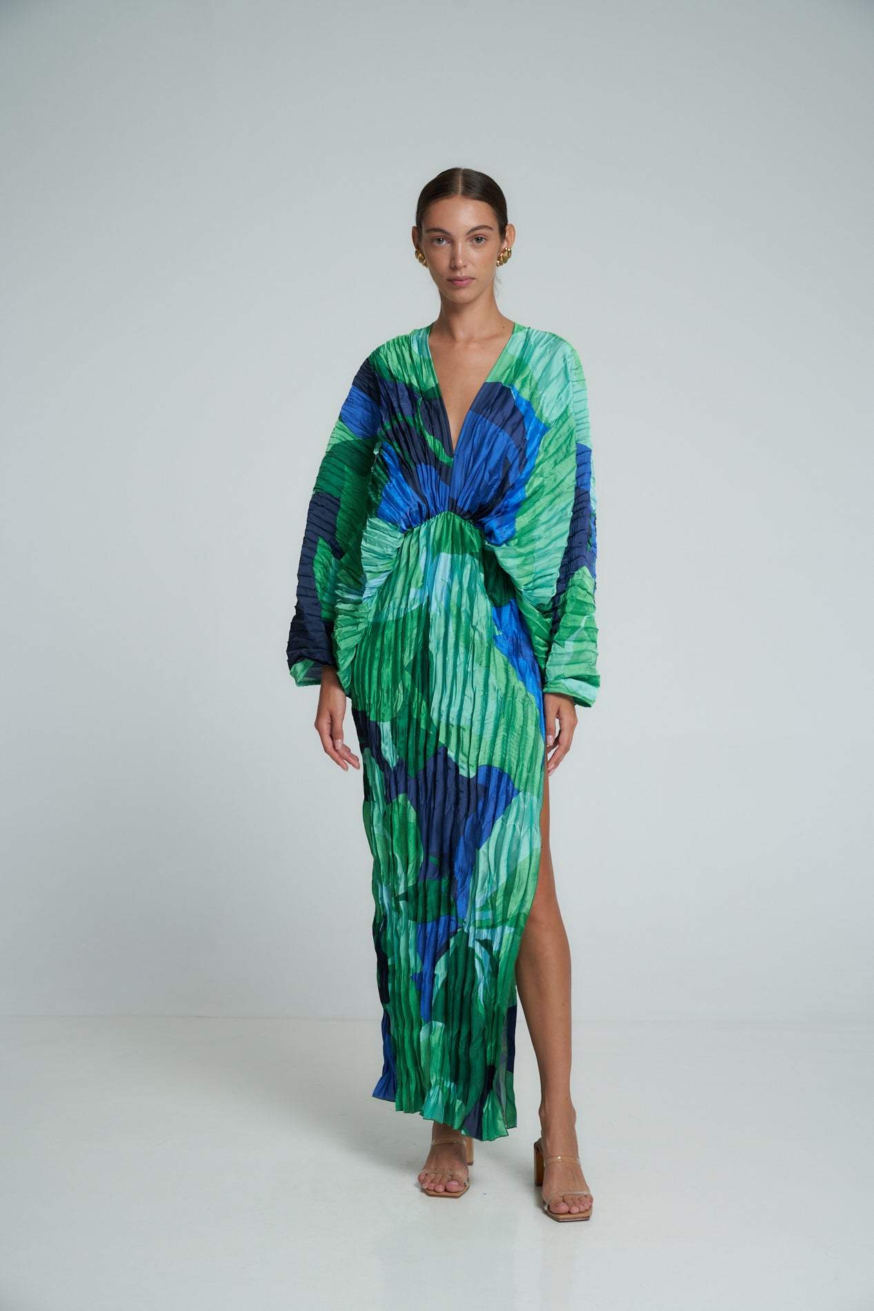 Lavinque Dress Bleu / S Robe Longue Satinée | Fendue | Élégante et Moderne