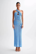 Lavinque Dress Bleu / S Robe Longue Sirène Fleurie | Glamour | Élégante et Féminine