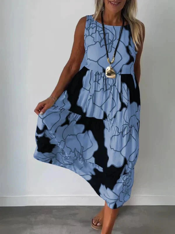 Lavinque Dress Bleu / S Robe Midi Femme | Fluide & Légère | Imprimé Floral