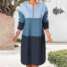 Lavinque Dress Bleu / S Robe Pull Hiver | Maille Côtelée | Chaleur et Élégance Décontractée