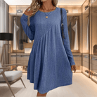 Lavinque Dress Bleu / S Robe Pull Hiver | Maille Côtelée | Confort et Élégance