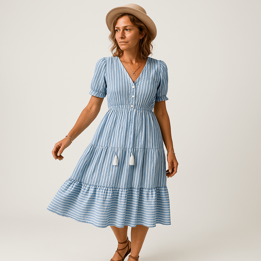 Lavinque Dress Bleu / S Robe Volants Bleu Clair | 100% Coton | Légère & Féminine