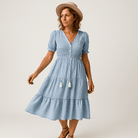 Lavinque Dress Bleu / S Robe Volants Bleu Clair | 100% Coton | Légère & Féminine