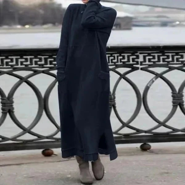 Lavinque Dress Bleu / XS Robe Longue Hiver en Laine | Chaude et Élégante | Style Décontracté Chic