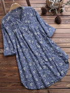 Lavinque Dress Bleu / XS Tunique Chemise Longue à Fleurs | Style Décontracté & Élégant | Confort Léger