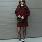 Lavinque Dress Bordeaux / S Ensemble Pull Oversize et Jupe | Élégance Décontractée | Confort et Style